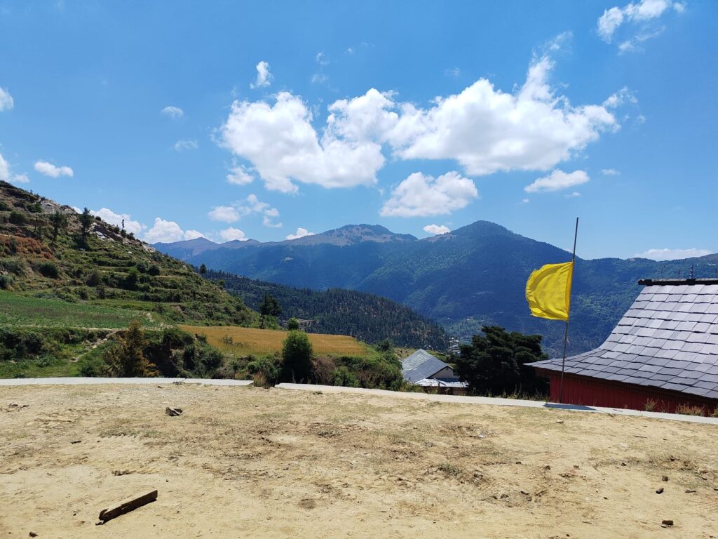 Himalayan mountain landscape seen from Dev Adi Bhram Mandir Tihri Kullu
