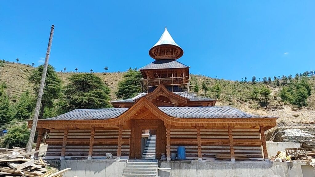 New wooden temple architecture of Dev Adi Bhram Mandir in Tihri Kullu Himachal Pradesh